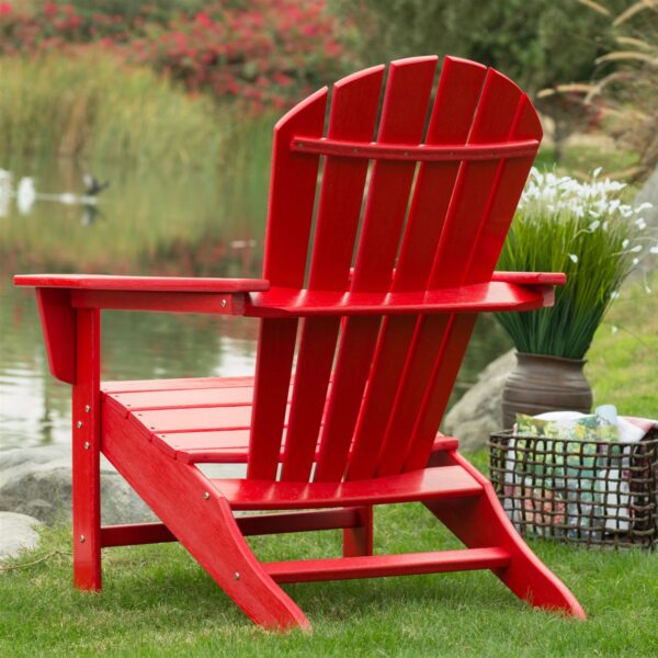 Outdoor Patio Seating Garden Adirondack Chair in Red Heavy Duty Resin - Image 2
