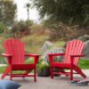 Outdoor Patio Seating Garden Adirondack Chair in Red Heavy Duty Resin - Image 3
