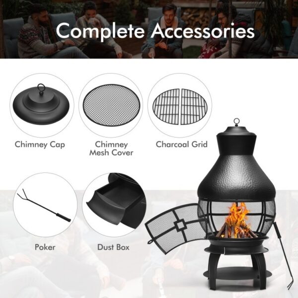 Black Rustic Iron Wood Burning Chiminea Fire Pit - Image 3
