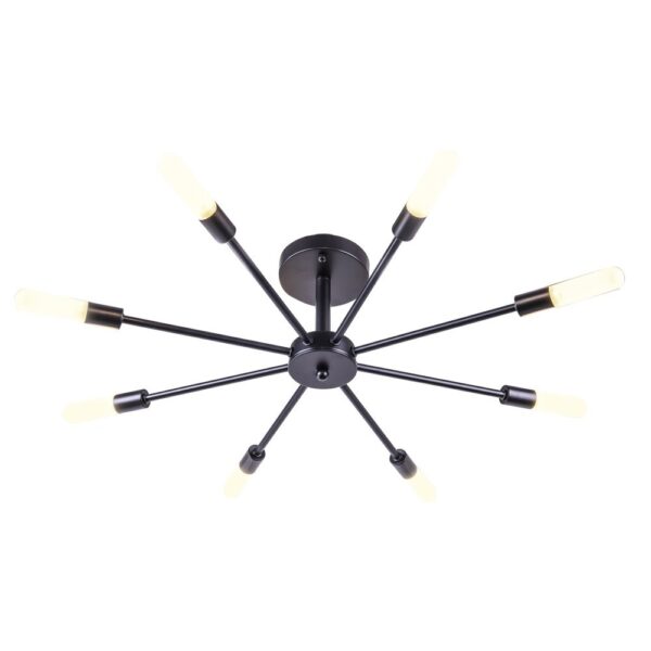8 Light Black Rustic Industrial Dimmable Chandelier Ceiling Fixture - Image 2