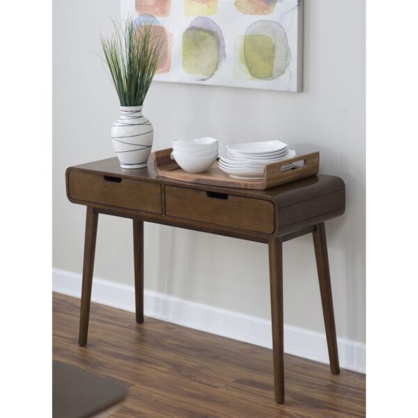 Modern Classic Solid Wood Console Sofa Table in Walnut Wood Finish - Image 4