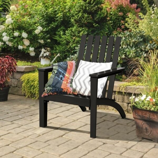 Indoor/Outdoor Acacia Wood Adirondack Lounge Armchair - Black - Image 3