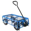 Heavy Duty Blue Wheelbarrow Steel Log Garden Cart - Image 2