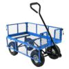 Heavy Duty Blue Wheelbarrow Steel Log Garden Cart - Image 3