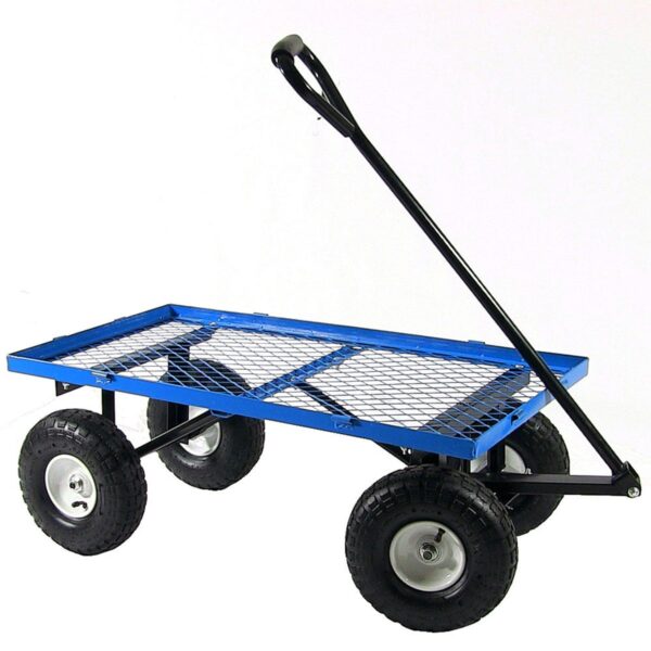 Heavy Duty Blue Wheelbarrow Steel Log Garden Cart - Image 4