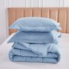 King Size Blue 3 Piece Microfiber Reversible Comforter Set - Image 3