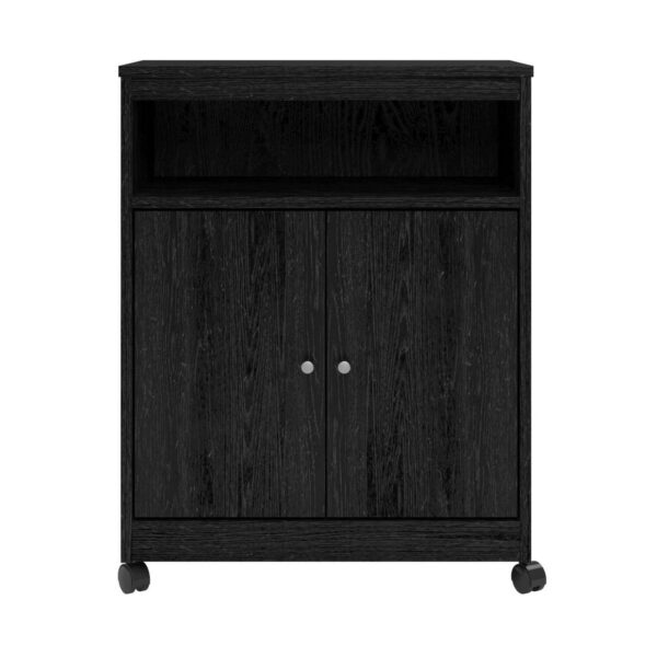 Black Utility Cart / Kitchen Microwave Cart with Casters - Image 2