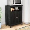 Black Utility Cart / Kitchen Microwave Cart with Casters - Image 3