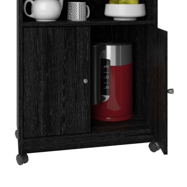 Black Utility Cart / Kitchen Microwave Cart with Casters - Image 5