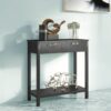 Modern Entryway Accent 2 Drawer Sofa Side Table Black - Image 3