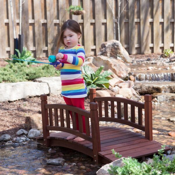 4-Ft Garden Bridge in Red Shorea Wood with Protective Oil Finish - Image 3