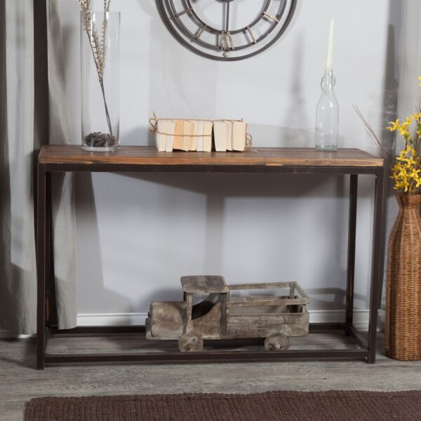 Solid Wood Top Sofa / Console Table with Metal Frame - Image 2