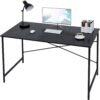 Modern Home Office Computer Desk Table with Black Metal Frame and Wood Top - Image 2
