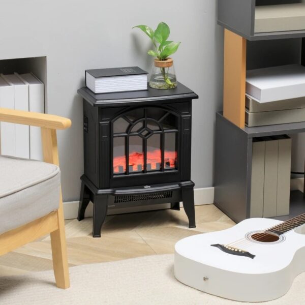 Black Electric Fireplace Heater with Realistic Log Flame LED - Image 3
