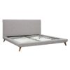 King size Beige Upholstered Platform Bed with Mid-Century Style Legs - Image 2