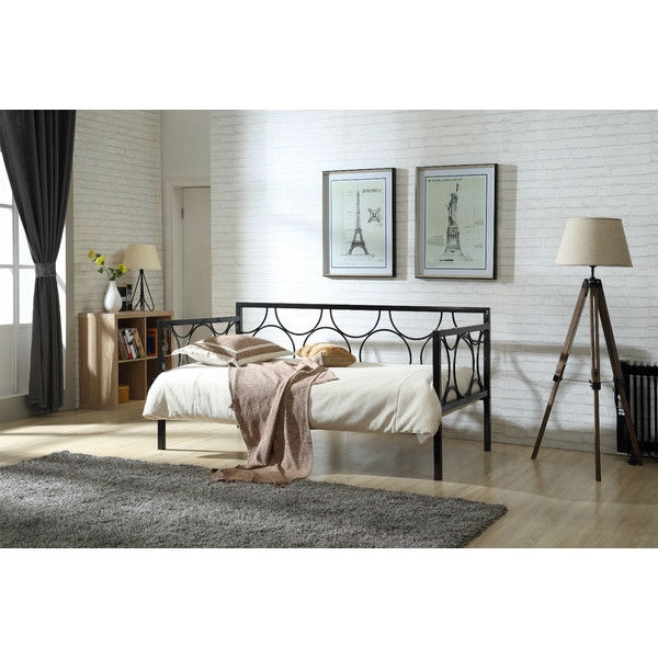 Twin size Contemporary Black Metal Daybed with Metal Support Slats - Image 3
