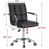 Modern Mid-Back Black Faux Leather Office Chair with Removable Arms - Image 2