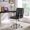 Modern Mid-Back Black Faux Leather Office Chair with Removable Arms - Image 3