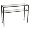Black Metal Console Sofa Table with Glass Top and Shelves - Image 2