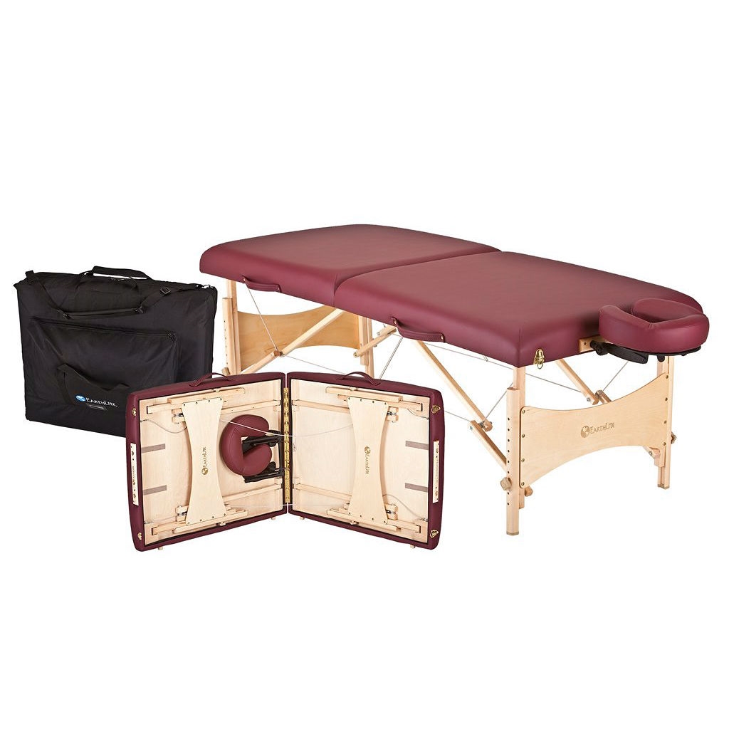 Burgundy Portable Massage Table with Adjustable Headrest and Carry Case - Image 2