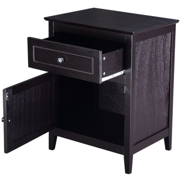 Espresso Wood 1-Drawer End Table Cabinet Nightstand - Image 5