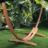 Blue 2-Person Quilted Hammock with Durable Wood Frame Stand - Image 2