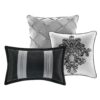 Queen size 7-Piece Damask Comforter Set in Black White Grey - Image 2
