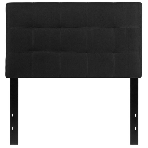 Twin size Modern Black Fabric Box-Stitch Upholstered Headboard - Image 2