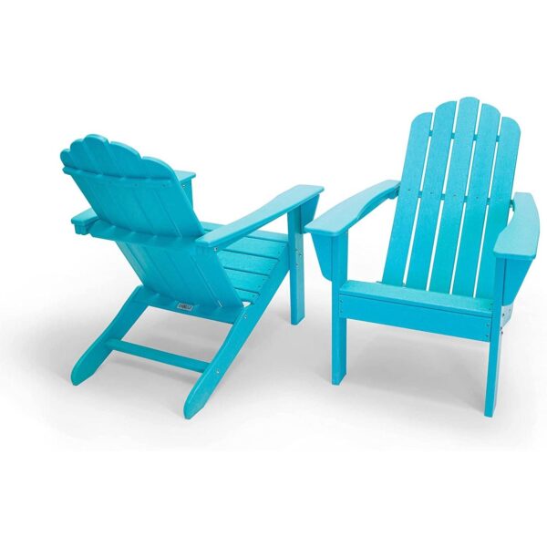 All Weather Recycled Blue Poly Plastic Outdoor Patio Adirondack Chairs - Set of 2 - Image 2