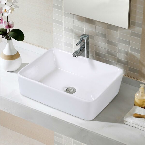 Modern 19-inch Rectangular Ceramic Vessel Basin Bathroom Sink - Image 4