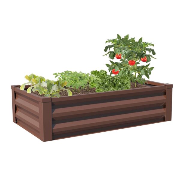 Brown Powder Coated Metal Raised Garden Bed Planter Made In USA - Image 2
