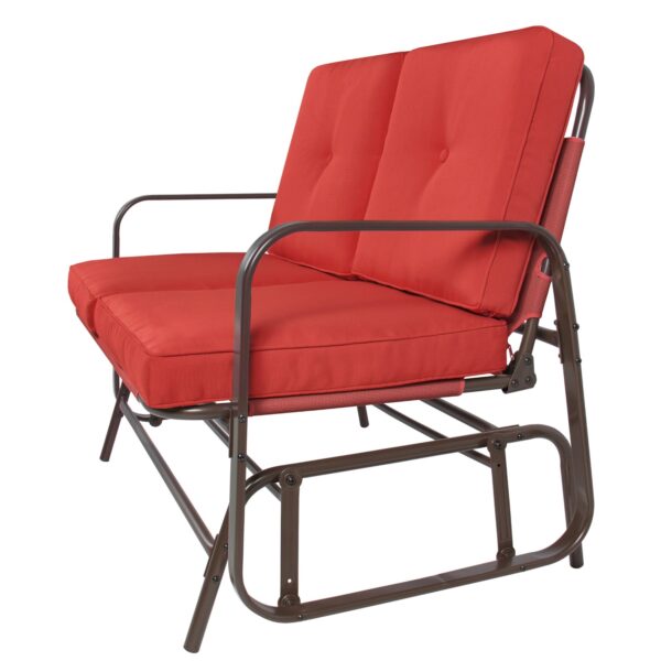UV-Resistant Red 2 Seater Ergo Patio Glider Loveseat Rocking Chair Bench - Image 3