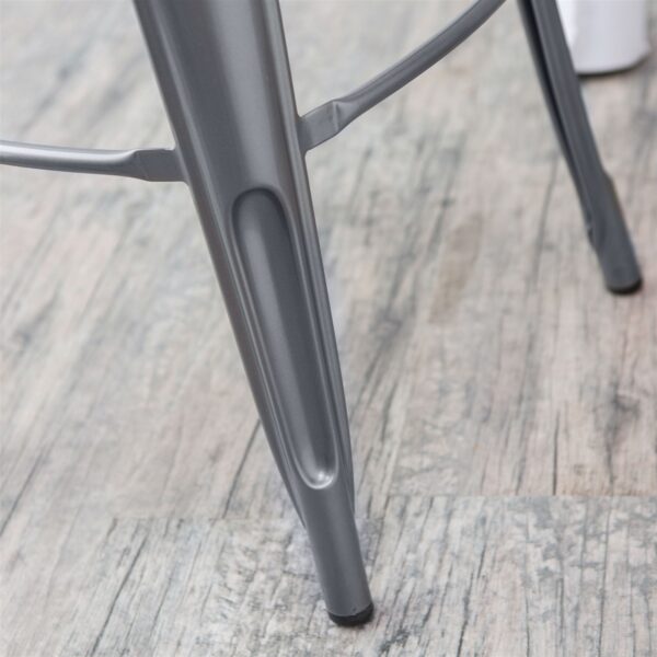 Set of 2 Steel 30-inch Bar Stools in Powder Coat Silver Finish - Image 3