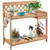 Solid Wood Garden Work Table Potting Bench in Natural Finish - Image 2