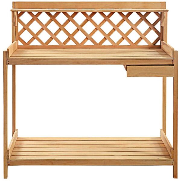 Solid Wood Garden Work Table Potting Bench in Natural Finish - Image 3