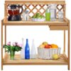 Solid Wood Garden Work Table Potting Bench in Natural Finish - Image 4