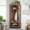 Driftwood Birch Corner Hall Tree Shoe Cubbie Hat Storage Rack - Image 2