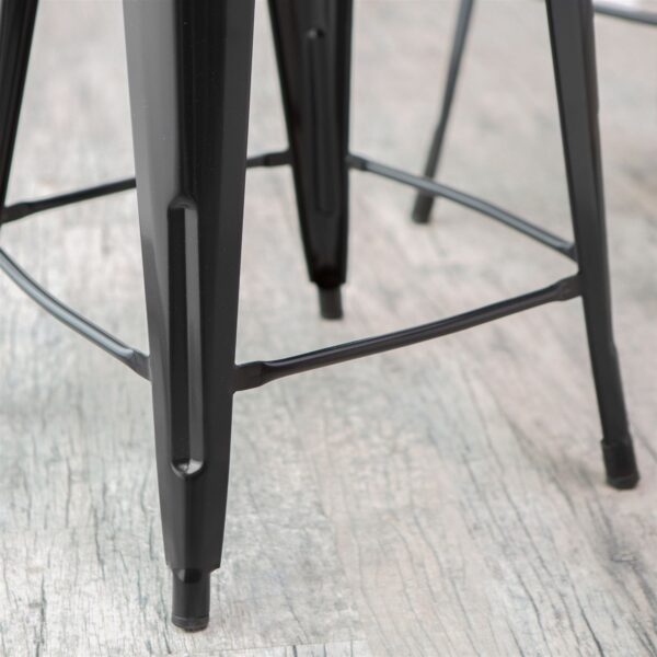 Set of 2 Bar Stools - Modern 30-inch Black Metal Barstools - Image 3