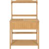 Outdoor Garden Potting Bench Work Table in Natural Fir Wood Finish