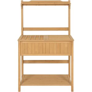 Outdoor Garden Potting Bench Work Table in Natural Fir Wood Finish