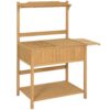 Outdoor Garden Potting Bench Work Table in Natural Fir Wood Finish - Image 2