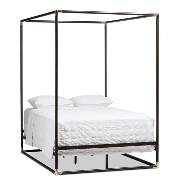 Queen size Industrial Style Black Metal Canopy Bed Frame - Image 2