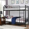 Twin over Twin Steel Bunk Bed Frame with Ladder in Black - Image 2