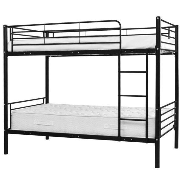 Twin over Twin Steel Bunk Bed Frame with Ladder in Black - Image 3
