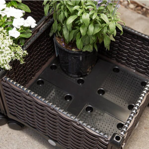 Modern 2-Piece Indoor Outdoor Raised Garden Planter Box on Wheels in PP Rattan - Image 2