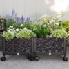 Modern 2-Piece Indoor Outdoor Raised Garden Planter Box on Wheels in PP Rattan - Image 3