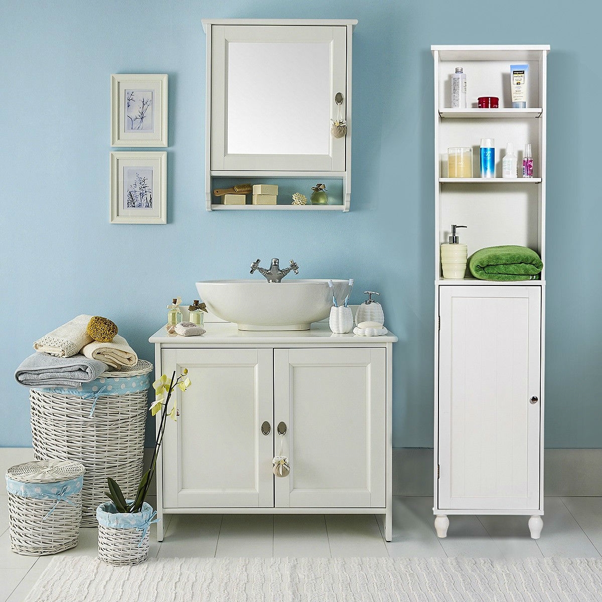 Bathroom Storage Tower Display Linen Cabinet with Open Shelves - Image 4