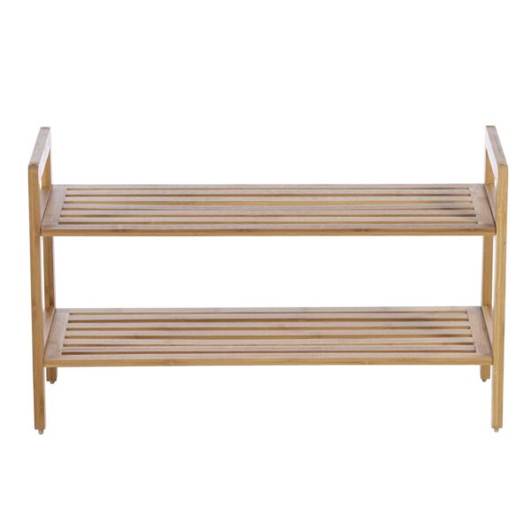 Modern Bamboo 2-Shelf Shoe Rack - Holds up to 8-Pair of Shoes - Image 3