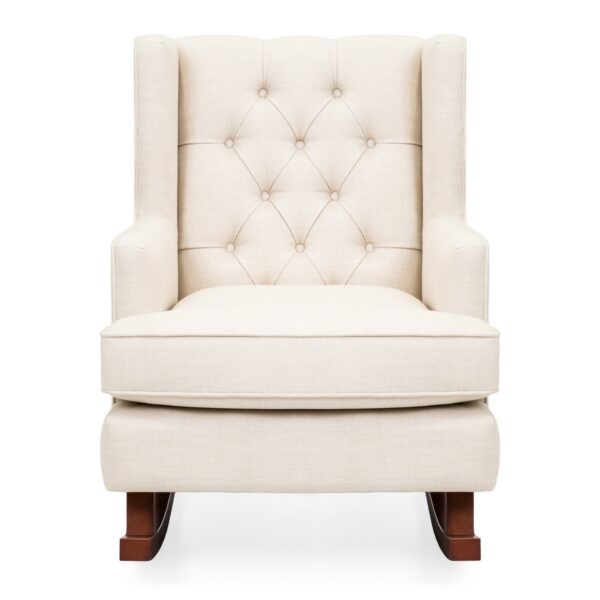 Beige Soft Tufted Upholstered Wingback Rocker Rocking Chair - Image 2