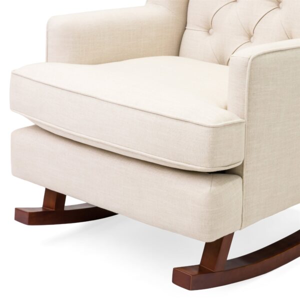 Beige Soft Tufted Upholstered Wingback Rocker Rocking Chair - Image 4